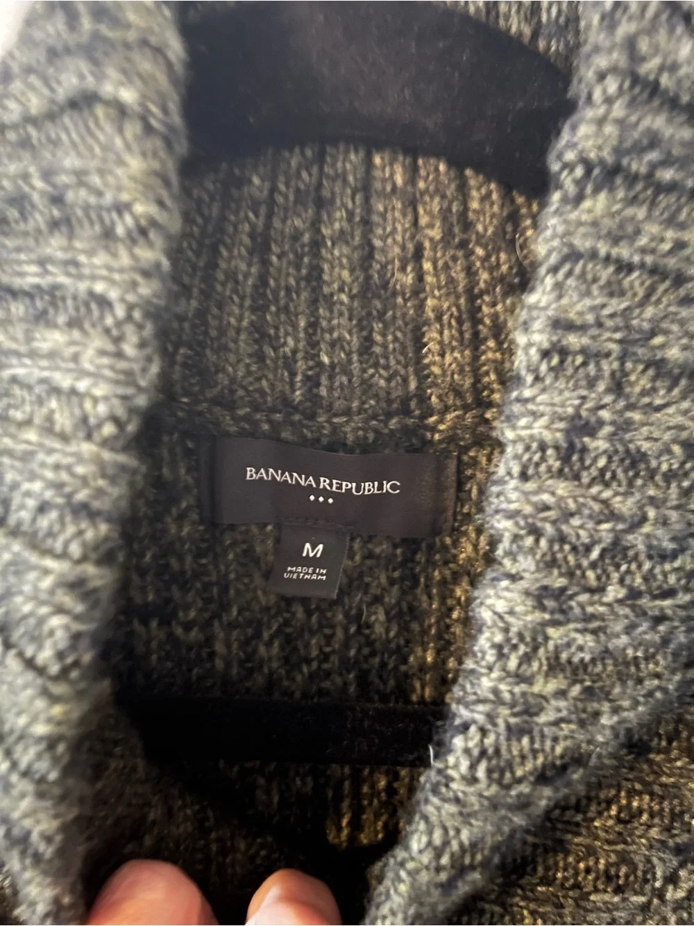 Banana Republic Men's Ribbed Shawl Neck Ribbed Sweater - Dark Green